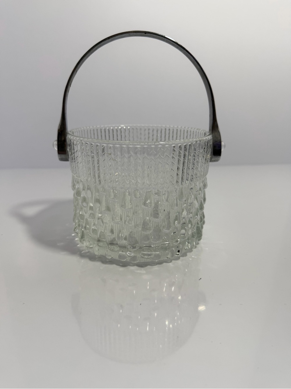 VTG Teleflora French Crystal Glass Ice Bucket Chrome Excellent